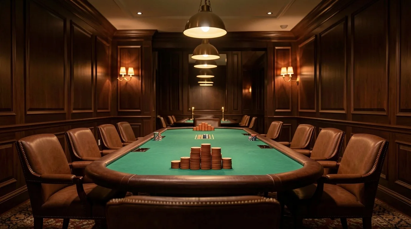 Wnętrze klubu pokerowego Averamont z profesjonalnym stołem do gry